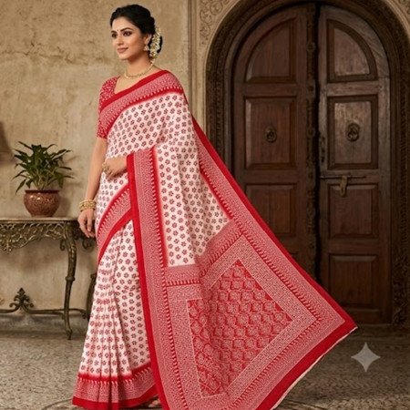 (code-3725) ডিজিটাল প্রিন্টেড সফট সিল্ক শাড়ি