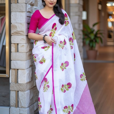 (code-728) ডিজিটাল প্রিন্টেড সফট সিল্ক শাড়ি